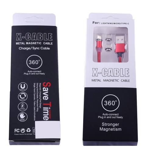 KABEL MAGNETYCZNY USB 3 W 1 MICRO, TYP-C, LIGHTING