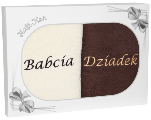 PREZENT DLA BABCI I DZIADKA ZESTAW DWÓCH GRUBYCH RĘCZNIKÓW Z HAFTEM KOMPLET