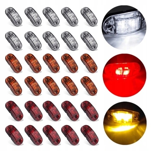 30x Lampki lampy obrysowe obrysówki 6 LED 12V 24V
