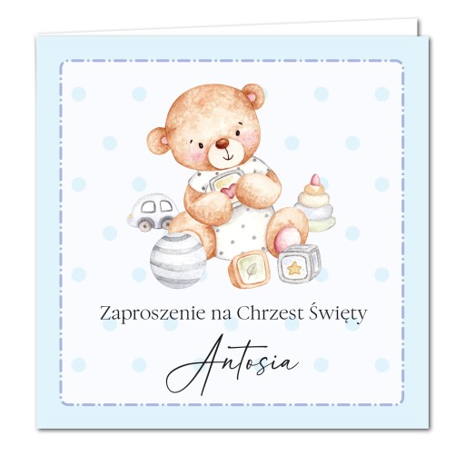 10x Zaproszenia na chrzest z kopertą Imię Dziecka