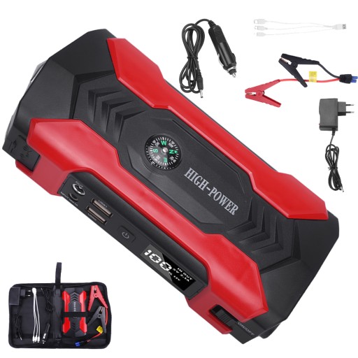 URZĄDZENIE ROZRUCHOWE DO SAMOCHODU ZESTAW 28000mAh LCD 12V
