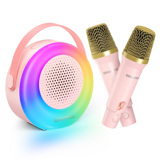 BEZPRZEWODOWY ZESTAW DO KARAOKE DLA DZIECI BLUETOOTH GŁOŚNIK + 2 MIKROFONY