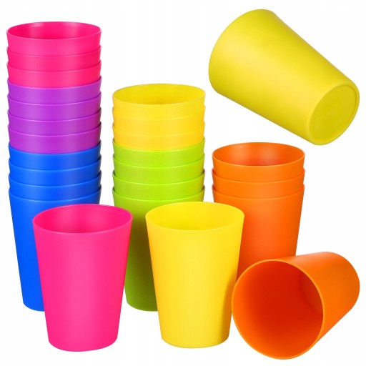 24 szt. Kolorowe kubki do picia plastikowe