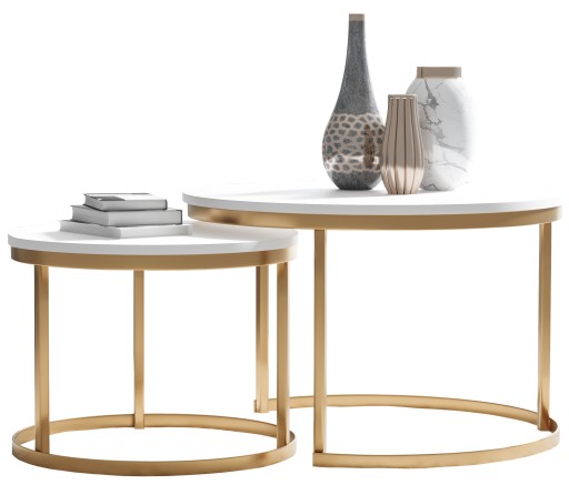 Stolik kawowy ława 2w1 okrągły złoty loft glamour