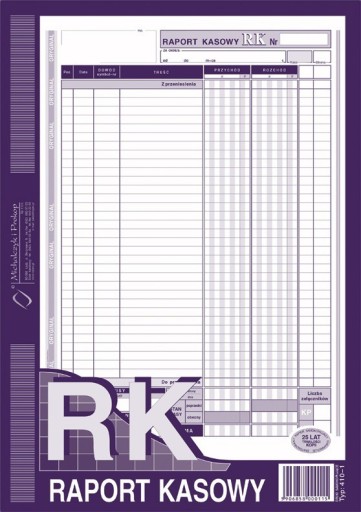DRUK RAPORT KASOWY 410-1,FORMAT A4
