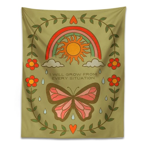 Fine Tapestry Retro tęczowy motyl botaniczny kwiat