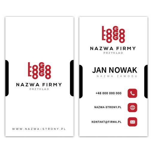 Wizytówki pionowe białe 50x90 projekt 1000 sztuk
