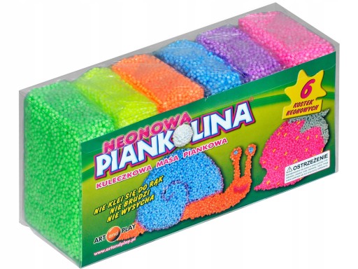 PIANKOLINA 6 KOLORÓW NEONOWYCH MASA KULECZKOWA