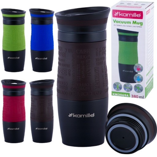 KUBEK TERMICZNY stalowy TERMOS do kawy herbaty szczelny KAMILLE 380ml