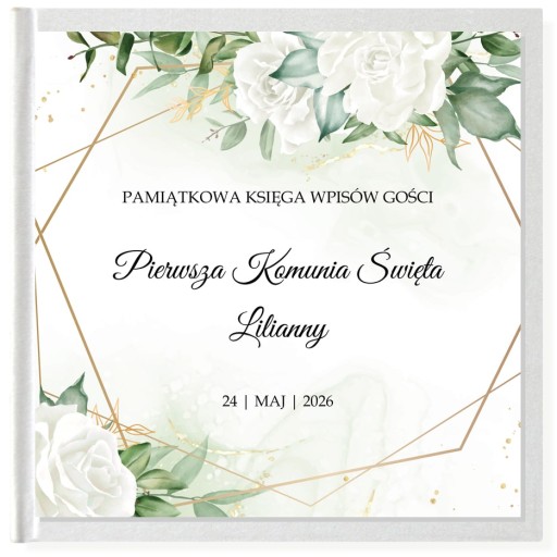 Księga gości KOMUNIA na komunię BIAŁE RÓŻE