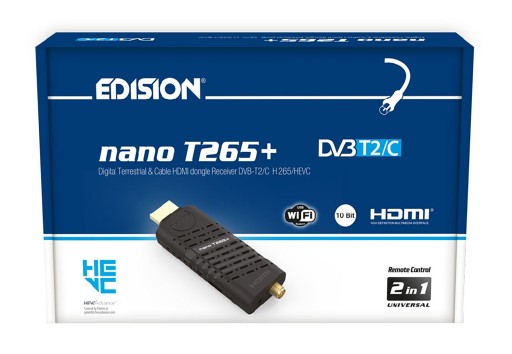 Tuner DVB-T2 Edision NANO T265+