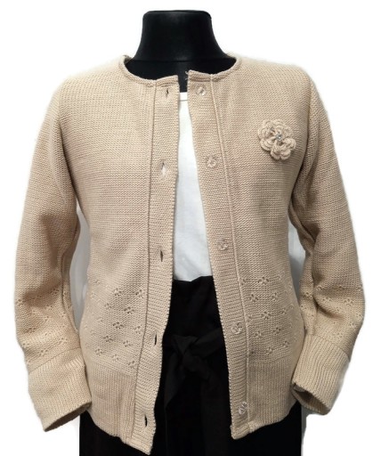 elegancki beżowy SWETER DZIEWCZĘCY ** 140 CM