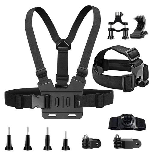 SZELKI UCHWYT CHEST MOUNT + MONTOWANY NA GŁOWIE DO KAMERY SPORTOWEJ ZESTAW