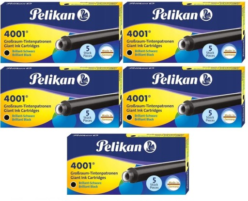 Naboje do piór PELIKAN 4001 GTP/5 długie 25 sztuk