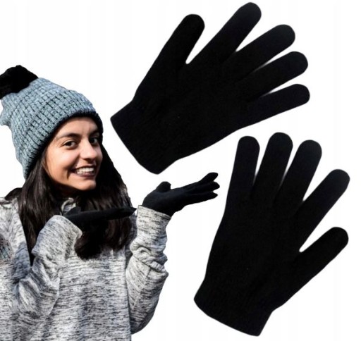 DAMSKIE MĘSKIE RĘKAWICZKI AKRYLOWE ZIMOWE UNISEX