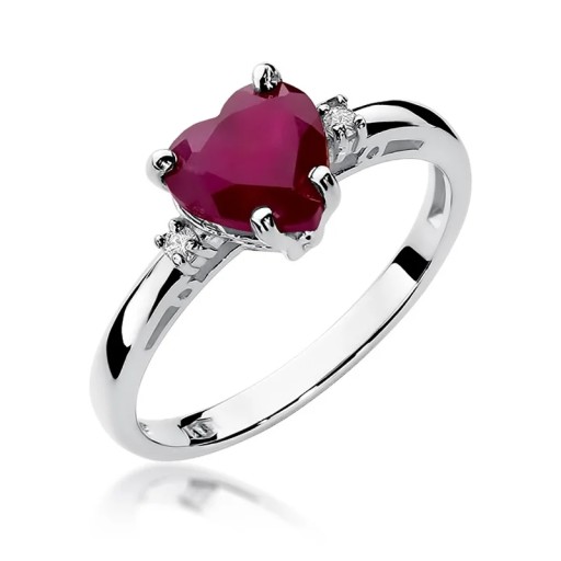Pierścionek W-12 0,03 ct brylant rubin białe złoto