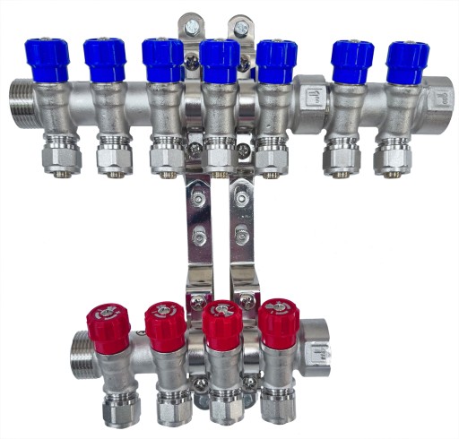 X-HOME ROZDZIELACZ PEX 1” x 16 mm 7 OBWODY WODY ZIMNEJ 4 OBWODY CIEPŁEJ