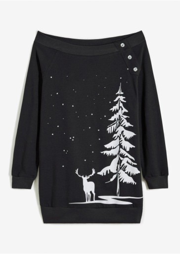 BONPRIX BLUZA Z MOTYWEM ŚWIĄTECZNYM__40
