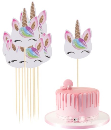 TOPPERY PIKERY NA TORT JEDNOROŻEC UNICORN XL 12SZT