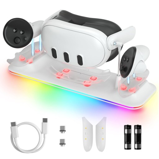 Magnetyczna stacja ładująca ze światłem LED dla Oculus/Meta Quest 3 VR