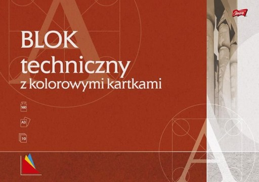 BLOK TECHNICZNY KOLOROWE KARTKI A3 160g/m2-1016
