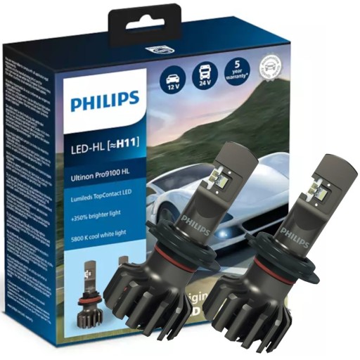 Żarówki LED H7 PHILIPS Ultinon Pro9100 +350% 5800K + Alkotest jednorazowy