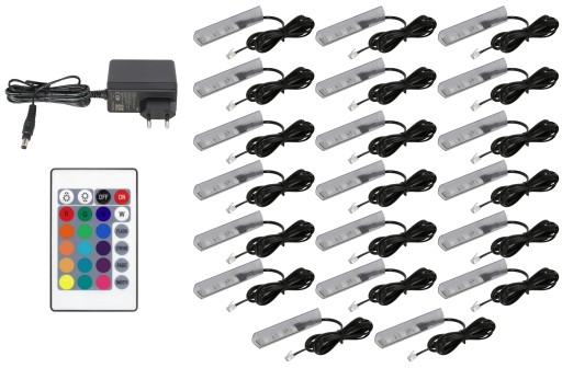 20x klipsy LED RGB do półek szyb klips KOMPLET