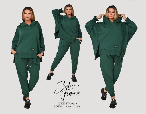 Sasha Ferrano dres komplet zielony IVA UNI 46/48 bawełna Plus size