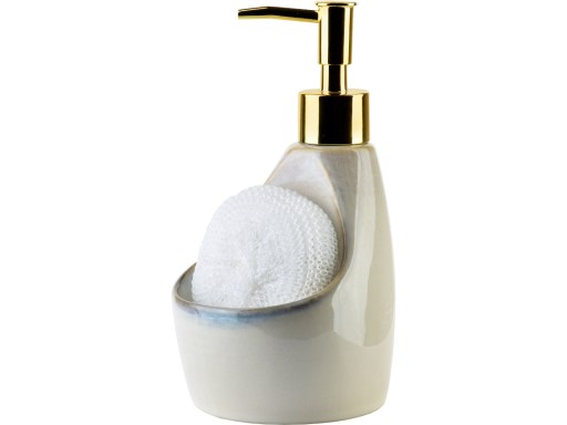 ARMINA Ceramiczny BEŻOWY Dozownik do mydła / Płynu do naczyń 400ml + Myjka