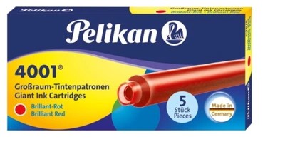 NABOJE WKŁADY DO PIÓRA PELIKAN 4001 DŁUGIE CZERWO
