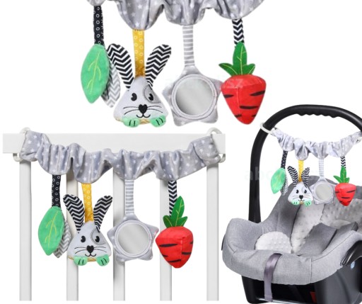 BabyOno ZAWIESZKA do wózka fotelika łóżeczka GRZECHOTKA CARROT & HOP