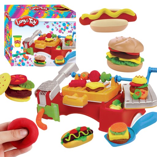 CIASTOLINA MASA PLASTYCZNA CIASTO MAKARON ZESTAW KREATYWNY MASZYNKA BURGER