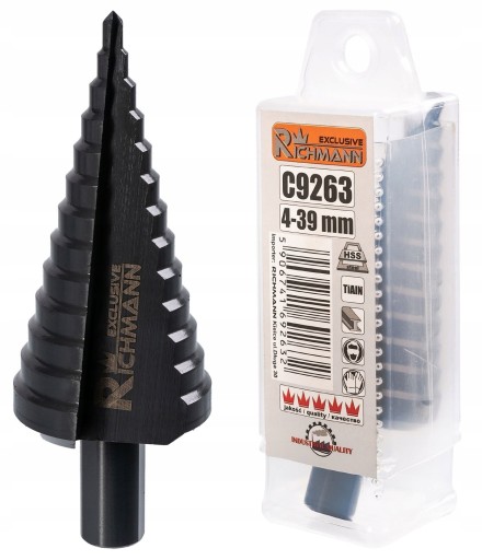 WIERTŁA WIERTŁO STOPNIOWE STOŻKOWE METALU 4-39mm