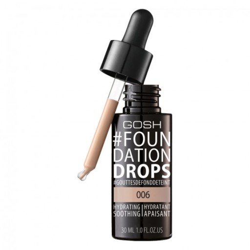 Gosh FOUNDATION DROPS podkład nawilżająco - wygładzający 006 Tawney