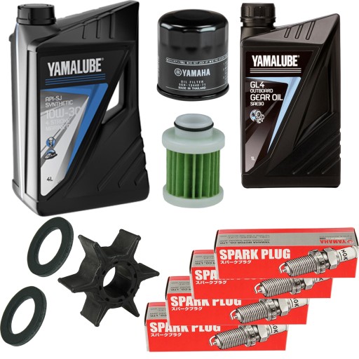 F115B zestaw serwisowy YAMAHA YAMALUBE 10W30 Filtry Świece Wirnik Uszczelki