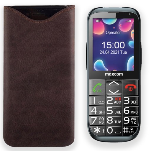 LEO ETUI CASE WSUWKA Z NATURALNEJ POLSKIEJ SKÓRY do MAXCOM MM724