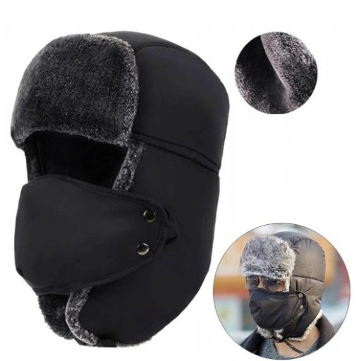 ZIMOWA CZAPKA CIEPŁA Z MASKĄ WIATROODPORNY UNISEX