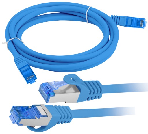 Kabel Internetowy Ethernet Skrętka RJ45 LAN kat 6A SFTP LSZH 15m Niebieski