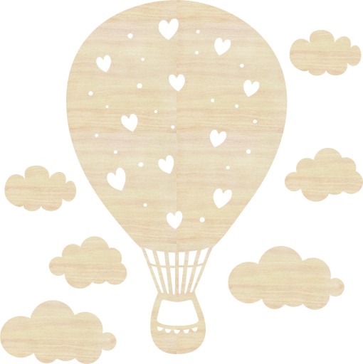 Drewniane dekoracje na ścianę Balon z chmurkami