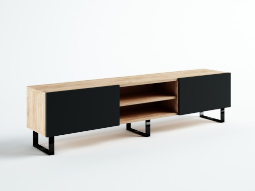 SZAFKA RTV LOFT 200 CRAFT /CZARNY MAT INDUSTRIALNA