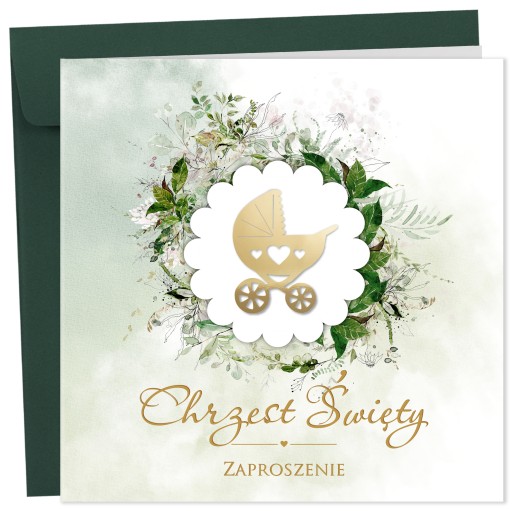 ZAPROSZENIA na chrzest 3D PAPIER PERŁOWY 10 sztuk