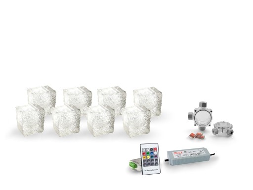 8x Świecąca Kostka Brukowa LED Naturo 8x8x9x6 RGB