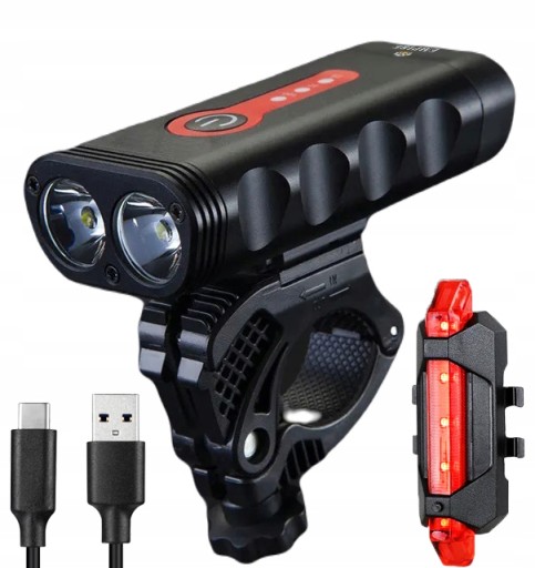 LAMPKA ROWEROWA LED PRZÓD 1800LM MOCNA + TYŁ