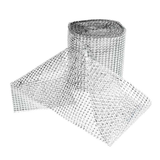 Taśma z cyrkoniami - diamentowa 12cm x 9 m Srebrna