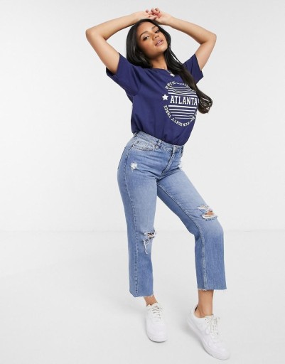 DAISY STREET T-SHIRT GRANATOWY PRINT 42 XL Daisy Street