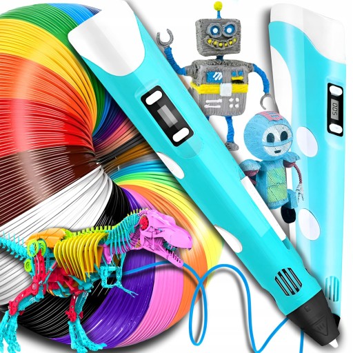DŁUGOPIS 3D DLA DZIECI DRUKARKA MAGICZNY PEN ZESTAW + WKŁADY PLA 160 METRÓW