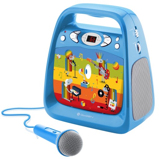GoGEN Głośnik karaoke boombox odtwarzacz cd z mikrofonem niebieski