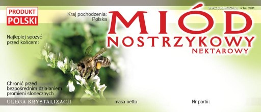 Etykiety na miód nostrzykowy (100szt) - E1048