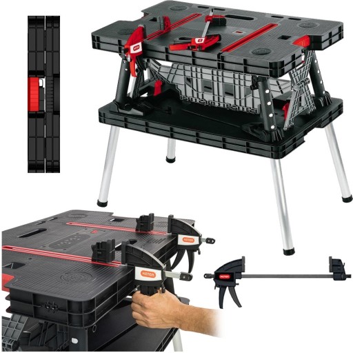 Stół roboczy składany warsztatowy KETER 237005 Work Table solidny +2 ściski