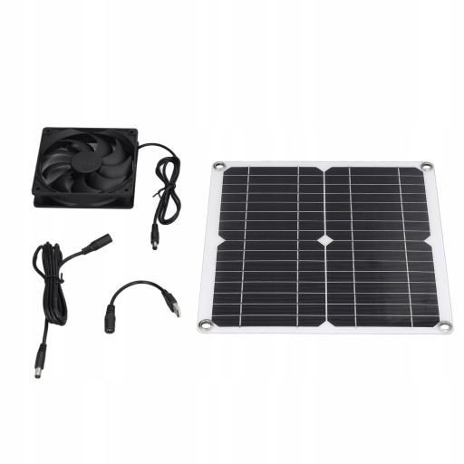 WENTYLATOR 12V + PANEL SOLARNY SŁONECZNY 12W USB